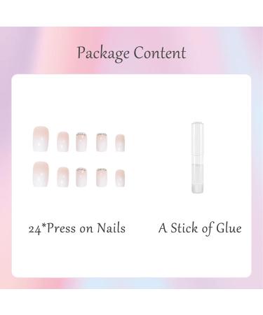 EONFAVE 24 Pcs French False Nails - White Square Stick on Nails with Glue - Short Acrylic Full Cover Press on Nails for Women and Girls - Buy Online on GoSupps.com