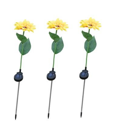 3pcs Floral Decor Outdoor Decorative Lights LED Decor Outdoor Solar Garden Decor Solar Landscape Light Sunflower Lawn Lamp Solar LED Flower Light Solar LED Flowers Landscape Lamp (Assorted Color)