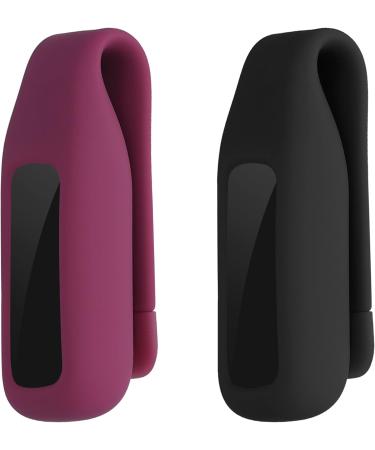 Buy kwmobile Clip Holder for Fitbit Luxe - Silicone Fitness Tracker Holder in Black Bordeaux | International Shipping Available - Buy Online on GoSupps.com