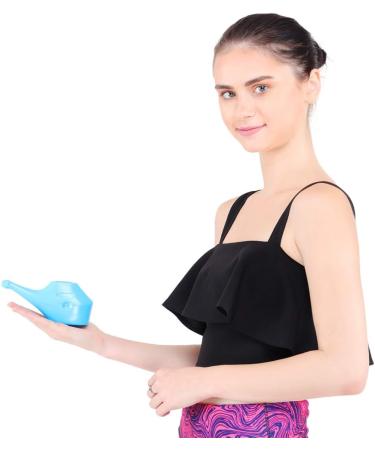 SoulGenie QwikFlo Economy Neti Pot - Light-Weight & Travel Friendly - Blue (1 Pc) + 10 Sachets Neti Salt - Buy Online on GoSupps.com