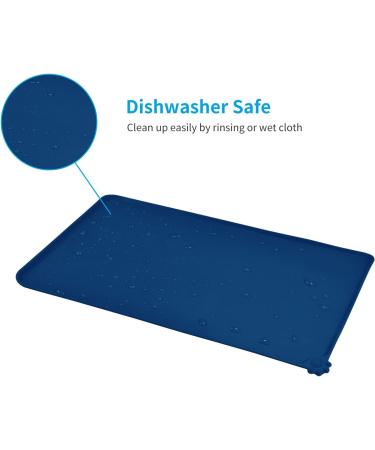 Audwud Silicone Waterproof Pet Feeding Mat 53x38 cm - Anti-Slip Dog & Cat Bowl Mat in Marine Blue | International Shipping - Buy Online on GoSupps.com