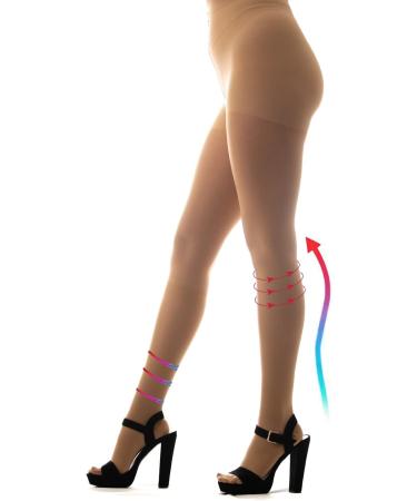 Medicella Premier Closed Toe Compression Pantyhose for Women | 8-15 mmHg | Made in USA | Medical Quality Support for Circulation & Travel | Large Beige - Buy Online on GoSupps.com