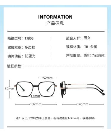 Metal Temples TR90 Blue Light Blocking Glasses - UV Protection for Men & Women - Stylish Computer & Reading Frames (52mm - Buy Online on GoSupps.com