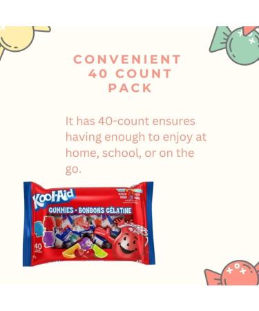 KoolAid Gummies Fruity Flavour Gummy Candy Tropical Punch Cherry and Grape Flavor for Parties and Snacks 40 count (Pack of 02) - Buy Online on GoSupps.com