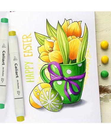 Caliart 100 Colors Artist Alcohol Markers Dual Tip Art Markers Twin Sketch Markers Pens Permanent Alcohol Based Markers with Case for Adult Kids Coloring Drawing Sketching Card Making Illustration white penshold - Buy Online on GoSupps.com