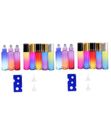 FRCOLOR 16 Pcs Roll 10ml Roller Bottles Roller Ball Bottles Amber Roller Bottles Amber Bottles Empty Refillable Roller Bottles Clear Bottles Essential Oil Roller Bottles Colored Bottles 8.2*2cmx2pcs As Shownx2pcs