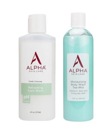 Alpha Moisturizing Body Wash 12 Fl Oz and Refreshing Face Wash 6 Fl Oz