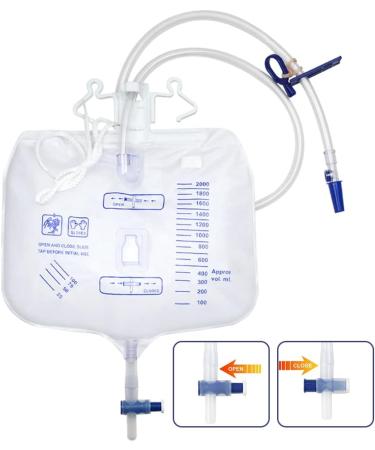 Buy 1pc 2000ml Urinary Drainage Bag with Anti-Reflux Chamber - Durable Urine Collection Bag with Clips & Hook for Reliable Drainage - Buy Online on GoSupps.com