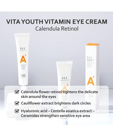 ELT Vita Youth Vitamin A Eye Cream 1.01 fl.oz. | Korean Hydrating Tightening Eye Cream with Collagen Peptides Retinol | Prevents Dark Spots | K-beauty - Buy Online on GoSupps.com