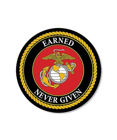 American Vinyl Earned Never Given Marine Round, Officially Licensed by The U.S. Marine Corps (4 x 4 inch)