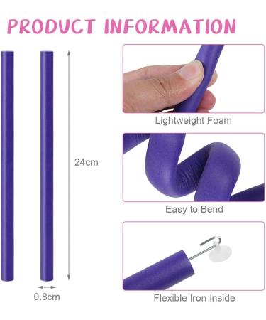 AOOWU 10 Pcs Flexi Rods for Hair Heatless Hair Rollers Bendy Foam Curler Rollers for Short Medium Long Hair Twist-flex Rods Set Heatless Hair Rollers for Sleeping Hairstyle DIY Home Hair Salon 10 pcs - Purple - Buy Online on GoSupps.com