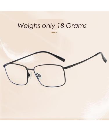 Buy Titanium Reading Glasses for Men - Blue Light Blocking Rectangular Eyeglasses 2.0x Gold | Lightweight & Stylish - Buy Online on GoSupps.com