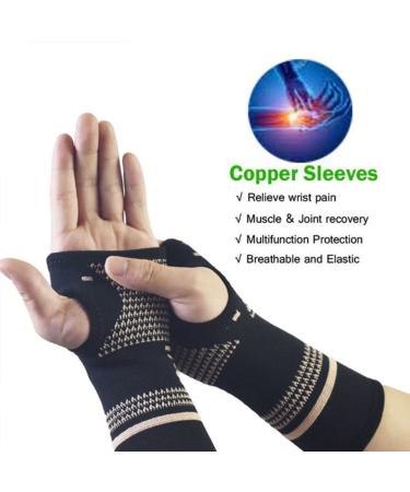Faddare Copper Infused Wrist Support Sleeves - 1 Pair for Injury Recovery & Arthritis Relief (Left & Right Hand - Buy Online on GoSupps.com