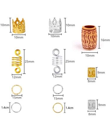 140 Pieces Hair Jewelry Rings Aluminum Hair Accessories with 100m Metallic Cord Hair Coil Dreadlocks Hair Braid Rings Cuffs Hair Braiding Beads Hair Braids Accessories - Buy Online on GoSupps.com