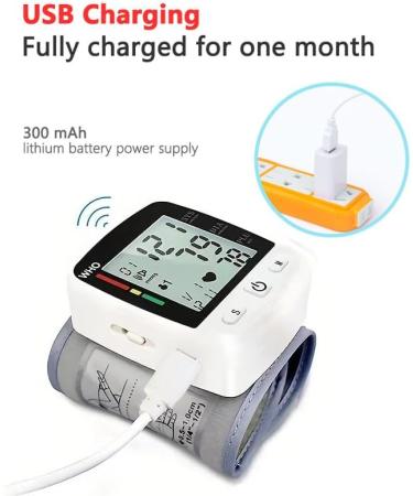 Buy Rechargeable Digital Wrist Cuff Blood Pressure Monitor - Smart Voice Sphygmomanometer with Large Screen & 180 Memory Records - International Shipping Available - Buy Online on GoSupps.com