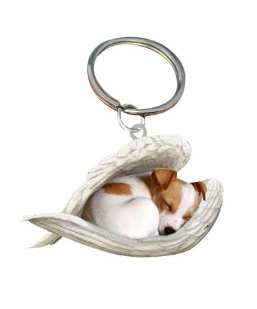 Car Pendant Cute Sleeping Dog Angel Car Key Pendant for Dog Lovers Moms Car Hanging Windows Decor Ornament Sleeping Angel Animal Pet Dog Lover Car Rear View Mirror Accessories Jack Russell Terrier Unit size