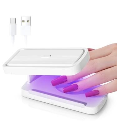 UV Led Nail Lamp Portable Mini UV Light for Nails Cordless Gel Nail Lamp Small 14W Nail Dryer USB Rechargeable 2 Timers for Fast Curing Gel Polish Travel Home DIY Manicure (White) Small white