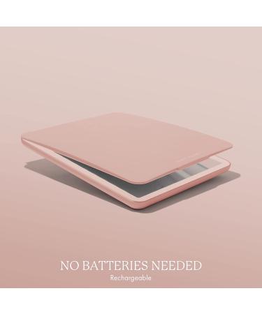 Pose LED Travel Vanity Mirror by Vanity Planet - 3 Color LEDs, Dimmable Ring Light, Touch Sensors, Rechargeable - Blush Pink - Buy Online on GoSupps.com