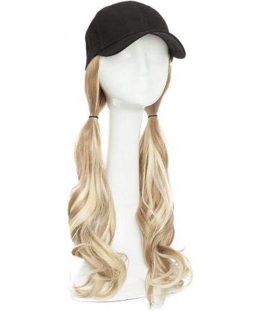 Synthetic Long Curly Wavy Baseball Cap with Hair Brown Black Blonde Women Wig Hats with Hair Wavy Extensions Sandy blonde & bleach blonde Sandy blonde & bleach blonde 16" Curly Wavy - Buy Online on GoSupps.com