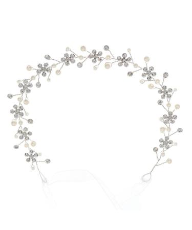 MERRYHAPY 1 PC Plum Blossom Rhinestone Hair Band Novel Headdress Bridal Silver Vines Charming Headband Rhinestone Headbands for Women Hair Bands for Womens Hair Elegant Headband Hair Jewelry