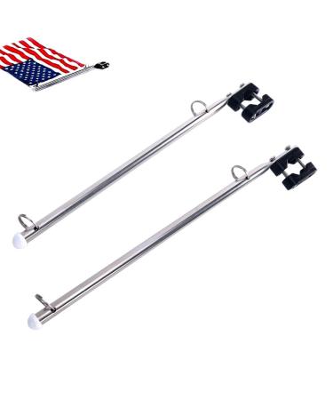2Pcs Adjustable Stainless Steel Rail Mount Boat Pulpit Staff (2/3" - 1 1/4"), Boat Yacht Marine Flag Pole
