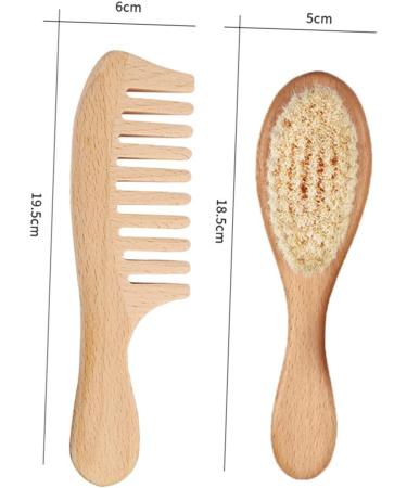 TOYANDONA 2pcs Wool Wooden Baby Hair Brush Set for Kids - Infant Bath Tool Sets Comb with Wooden Hairbrush and Woolen Brushes - Buy Online on GoSupps.com