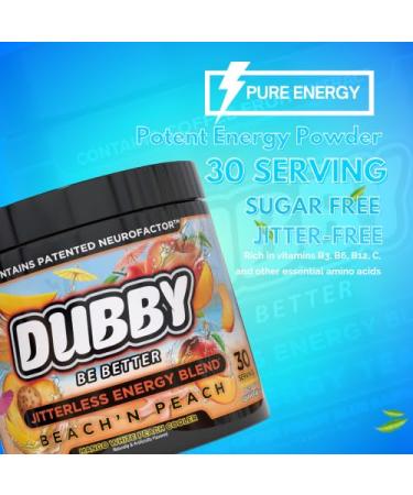 Dubby Gamer Energy Drink Powder - Sugar Free Nootropic Energy Mango White Peach Flavor 30 Servings - Jitter-Free Natural Energy for Gaming - Buy Online on GoSupps.com