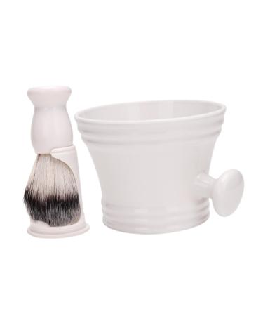 Amagogo razor brush set shaving bowl gift portable shaving soap mug for friends hairdresser hairdressing salon father trip white