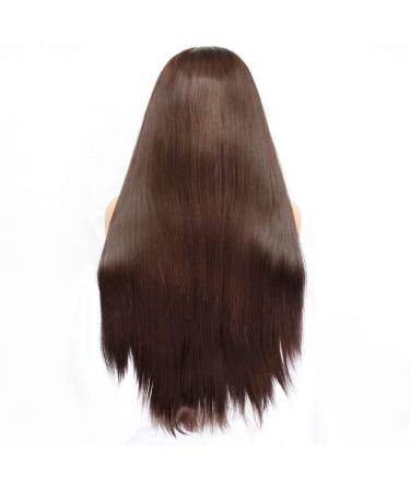 SHIYID Dark Brown Lace Front Wig - High Temp Fiber Long Straight Synthetic Wig for Women Perfect for Costumes - Buy Online on GoSupps.com