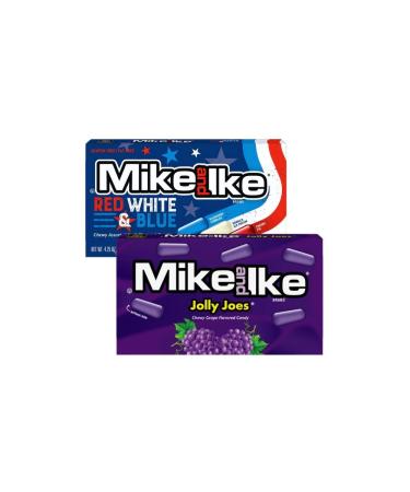 Halloween Candy Mike and Ike Red White and Blue and Jolly Joes Candy Variety Pack Snacks for Halloween Treats Christmas and Snacks for Kids 120 grams (Pack of 2)