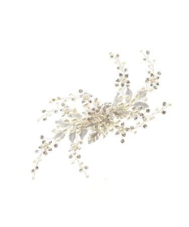 Ipetboom Silver Hair Clip Pearl Hair Accessories Diamond Headpiece Bridal Hair Clip Pearl Hair Pin Crystal Headpiece Pearl Tiara Rhinestone Barrettes Manual Flower Head Bride