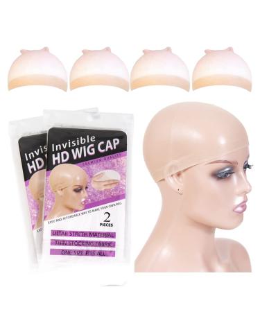 Tinashe 4pcs HD Wig Caps Transparent HD Wig Cap Stocking Cap Sheer Wig Cap Thin Nylon Cap HD Wig Cap for Lace Front Wig Accessories for Women (2Pack/4PCS) HD Wig Cap 2Pack/4PCS