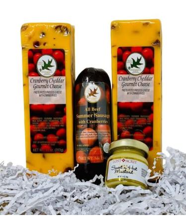 Cranberry Summer Sausage and Cheese Gift Basket - Perfect Food Gift for Christmas, Holidays, Thanksgiving, Fall - Ideal for Women, Men, and Family - Buy Online on GoSupps.com