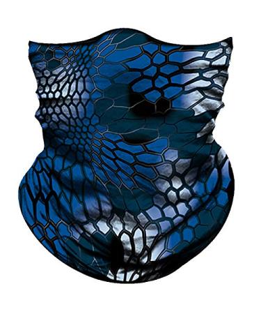 Obacle Bandana Face Mask for Sun Dust Wind Protection Seamless Face Mask Headband Bandana for Men Women Thin Neck Gaiter for Motorcycle Fishing Hunting Outdoor Sport (Python Skin Black White Blue)