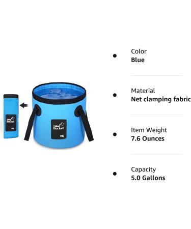 Esthesia Collapsible Bucket - 5 Gallon Portable Folding Wash Basin for Camping & Traveling - Blue - Buy Online on GoSupps.com