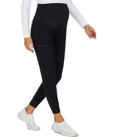 Meanzoo Women's Maternity Jogger Scrub Pants - Large Black | Comfy & Stylish - Buy Online on GoSupps.com