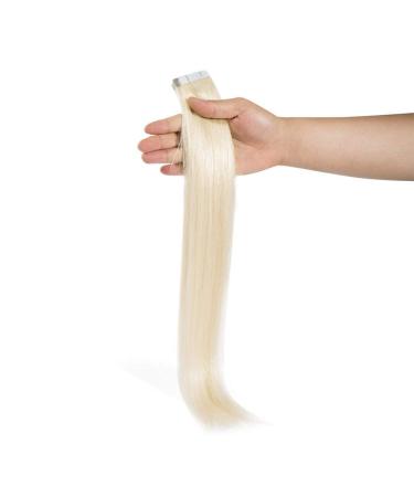 UK Fashion Shop Tape Extensions - 100% Human Hair 50g #60 Platinum Blonde 55cm | Premium Tape In Hair Extensions - Buy Online on GoSupps.com