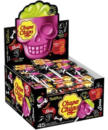 Chupa Chups Chupa Chups Skull Lollipop Strawberry Lemon Orange Grape Flavours 15g Per Piece 3D Skull Lollipop