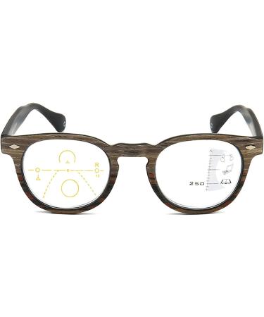 Bezax Retro Round Frame Wooden Grain Reading Glasses | Blue Light Protection +1.0 to +3.0 | Stylish Presbyopia Eyewear - Buy Online on GoSupps.com