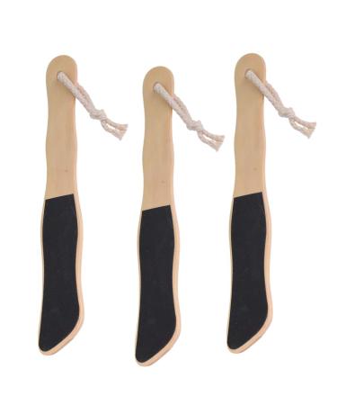 3Pcs Double Sided Foot Scraper - Exfoliating Wooden Handle Callus Remover & Foot Massage Tool (Black Foot Shape) - Premium Pedicure Solution for Smooth Feet - Buy Online on GoSupps.com