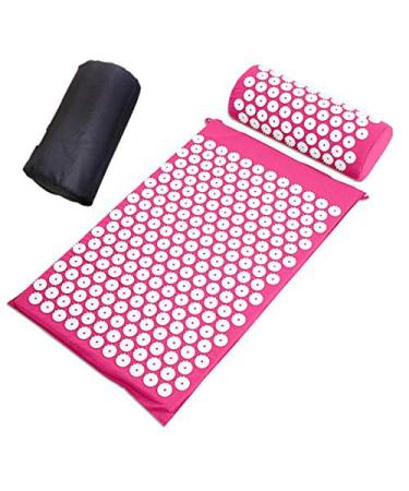 Acupressure set Multifunctional massage mat with acupressure pillow relieves the muscles for the head neck and back with a tag bag pink