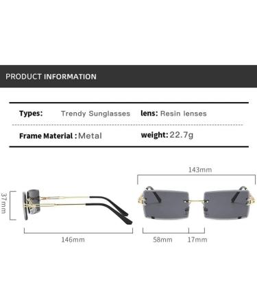 Rimless Rectangular Sunglasses | Vintage Frameless Metal UV400 Eyewear for Square Faces - Buy Online on GoSupps.com