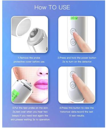 GUIJIALY Skin Water Cheek Elastic Skin Age Test Meter Face Skin Moisture&Oil Content Skin Analyzer Fluorescent Agent Detector Easy to Use - Buy Online on GoSupps.com