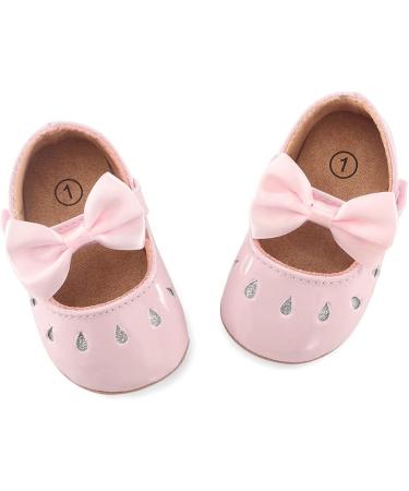 LACOFIA Baby Girls Anti-Slip First Walking Shoes | Bowknot Mary Jane Princess Party Shoes | 3-6 Months | Pink - Buy Online on GoSupps.com