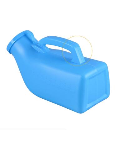 Male Portable Urinal Reusable Pee Bottles Home Thick Firm Bottle with Lid for Men 1L (Blue) Happy