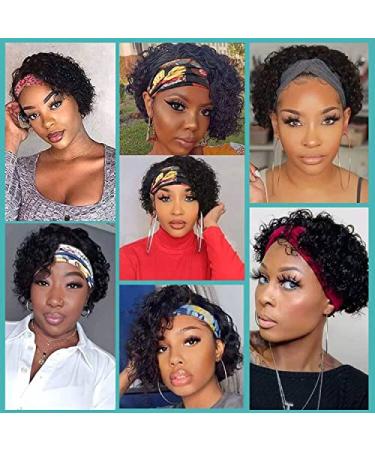 Waveme Human Hair Curly Headband Wig for Black Women - Short Bob Pixie Style in Natural Black - 150% Density - 8 Inch 1B# Color - Buy Online on GoSupps.com