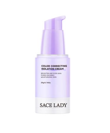 SACE LADY Color Correcting Primer Face Pore Filler Isolation Cream Brightening Skin Tone & Adjusting Redness Oil Control Moisturizing Corrector Base Primer Makeup 0.7Oz (PURPLE-1pc)