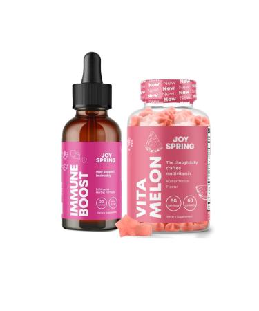 JoySpring Echinacea for Kids & Elderberry Syrup for Kids Immune Support and Kids Multivitamin Gummies Watermelon Flavored Toddler Multivitamins