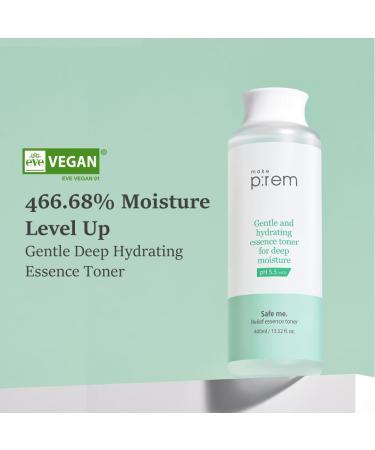 Make P:REM Safe Me Relief Essence Toner | Hydrating Face Toner for All Skin Types | 24-Hour Moisturizing | EVE Vegan Korean Skin Care | 400ml - Buy Online on GoSupps.com