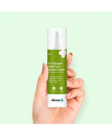 Buy 1% Collagen Daily Face Serum-Cream with Green Tea & Hyaluronic Acid | Plump & Tight Skin | 50g - International Shipping - Buy Online on GoSupps.com